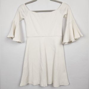 NBD Seduire Ribbed Mini Off the Shoulder Dress in White XS